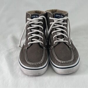 Sperry Top Sider Men's Sz 10 Gray Canvas High Tops STS14018